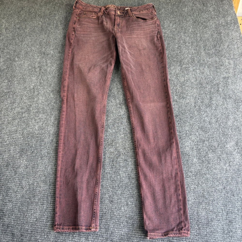 Arizona Jean Co Womens Super Skinny Jeans Burgundy Acid Wash Size 9 Stretch 3149